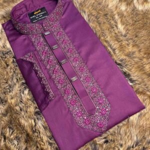 Mens premium solid colour fashionable semilong panjabi